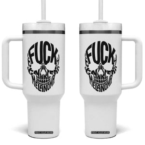 Fuck Melanoma Skull Typography Tumbler With Handle Skin Cancer Warrior TS12 One Size: 40 oz White Print Your Wear