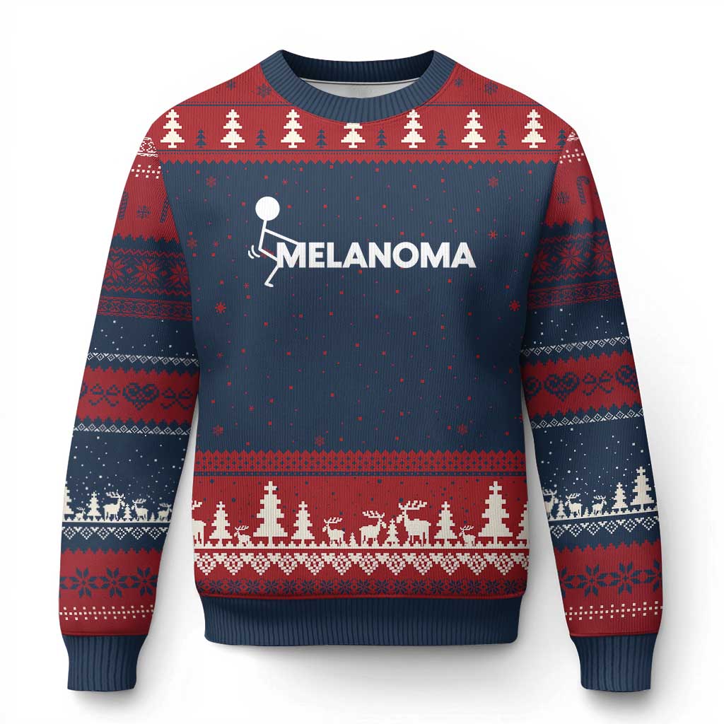 Fuck Melanoma Awareness Ugly Christmas Sweater Funny Stick Figure Warrior TS12 Navy Red Print Your Wear