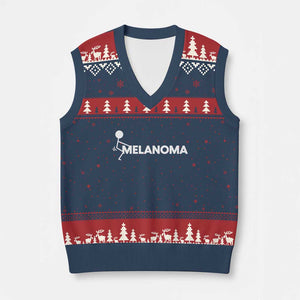 Fuck Melanoma Awareness V-Neck Knit Sweater Vest Funny Stick Figure Warrior TS12 Navy Red Print Your Wear