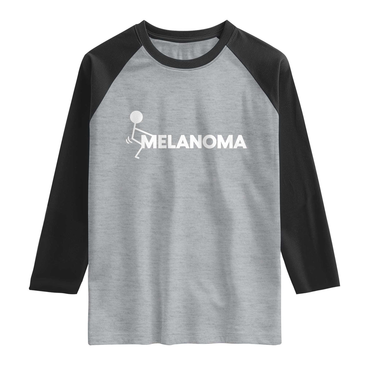 Fuck Melanoma Awareness Raglan Shirt Funny Stick Figure Warrior TS12 Heather Gray Black Print Your Wear