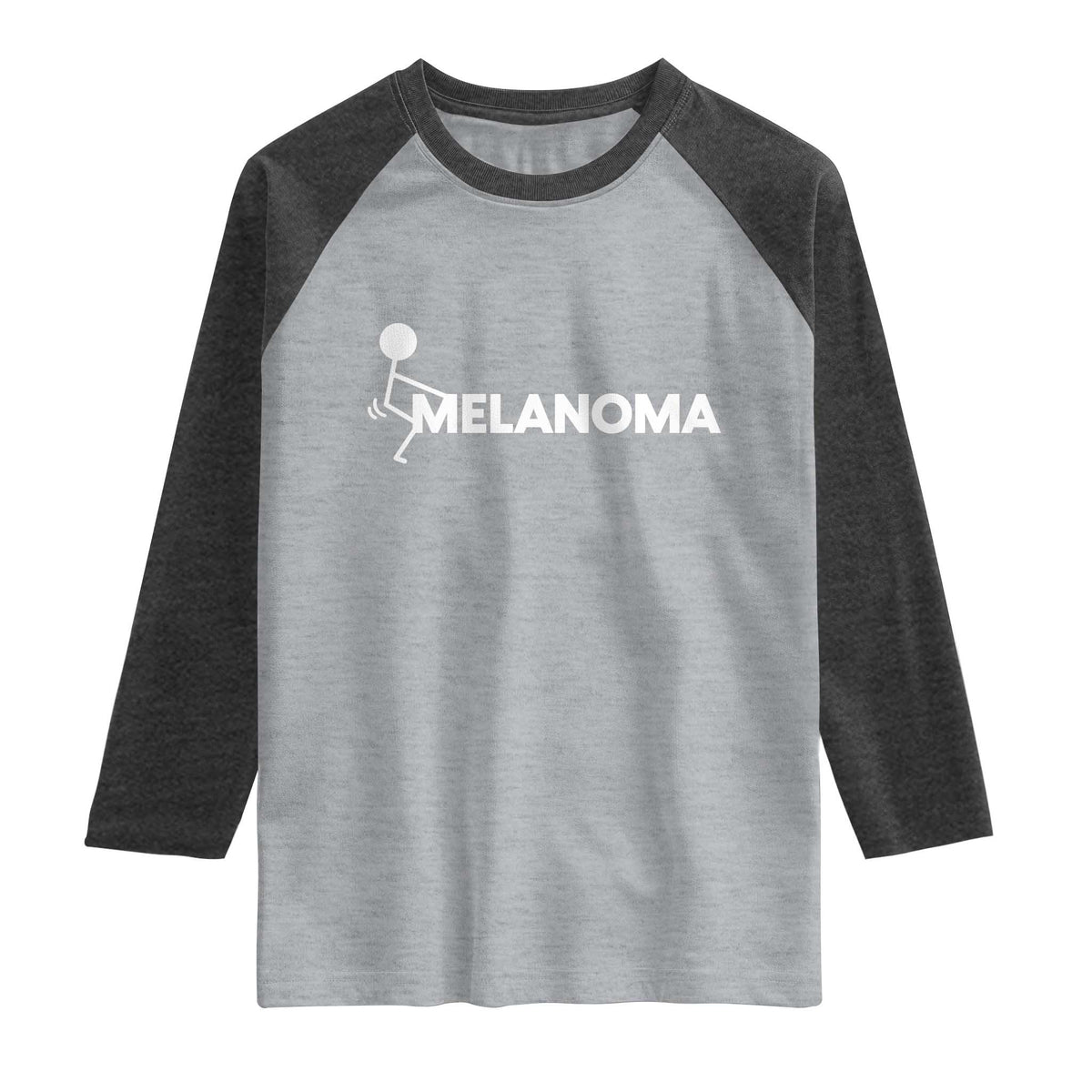 Fuck Melanoma Awareness Raglan Shirt Funny Stick Figure Warrior TS12 Heather Gray Heather Charcoal Print Your Wear