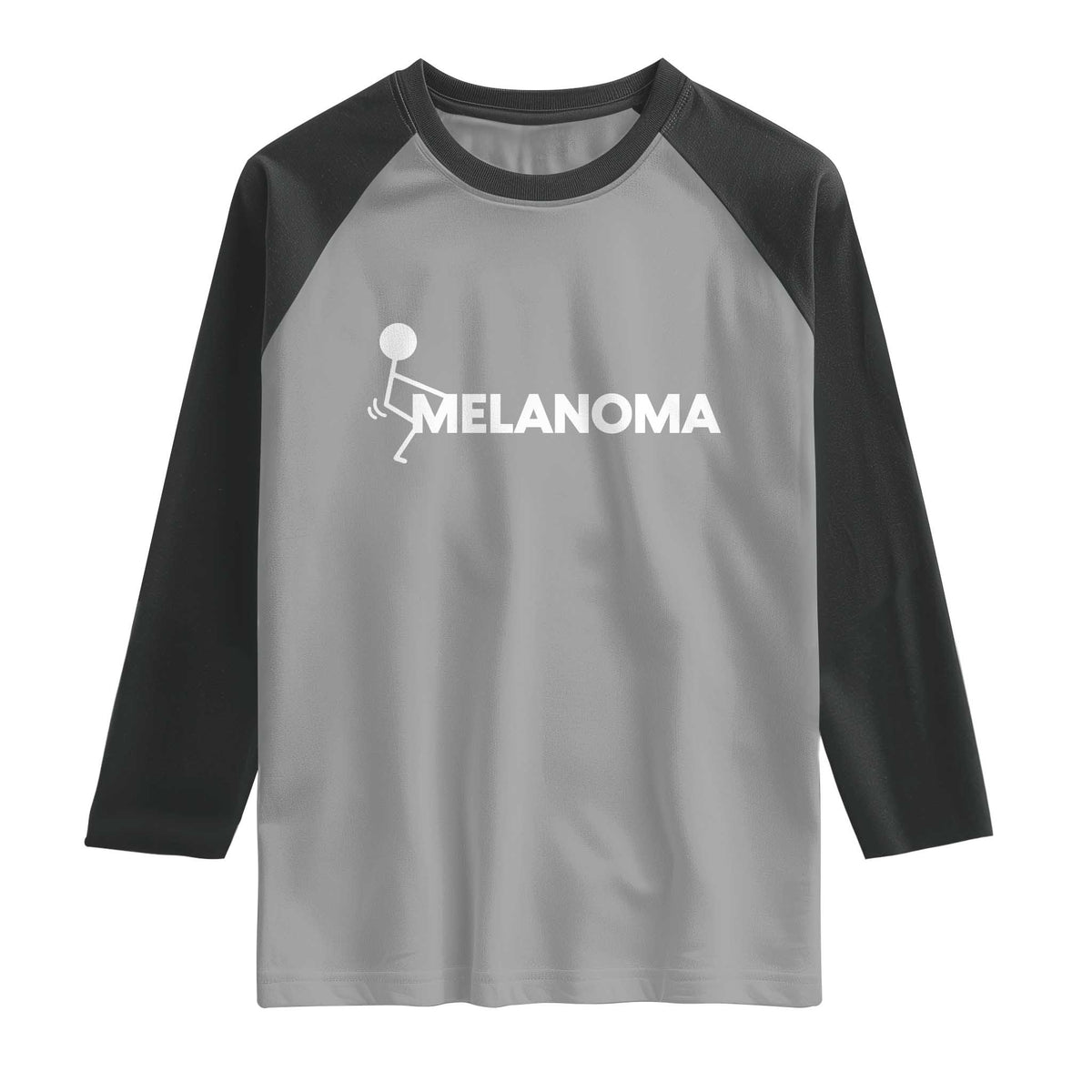Fuck Melanoma Awareness Raglan Shirt Funny Stick Figure Warrior TS12 Sport Gray Black Print Your Wear