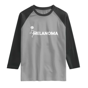 Fuck Melanoma Awareness Raglan Shirt Funny Stick Figure Warrior TS12 Sport Gray Black Print Your Wear