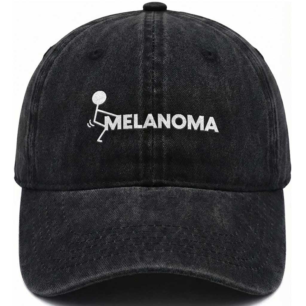 Fuck Melanoma Awareness Washed Cotton Baseball Cap Funny Stick Figure Warrior TS12 Print Your Wear