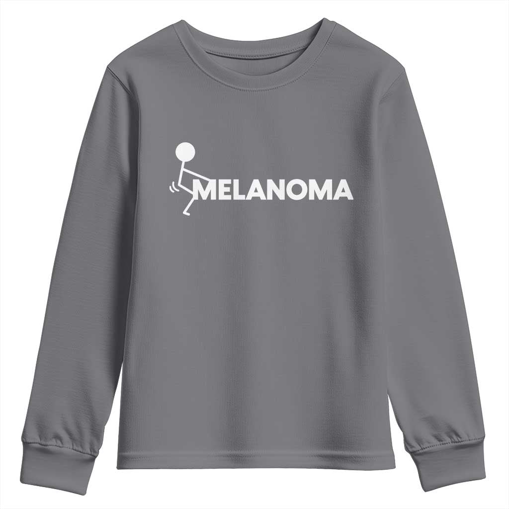 Fuck Melanoma Awareness Youth Sweatshirt Funny Stick Figure Warrior TS12 Charcoal Print Your Wear