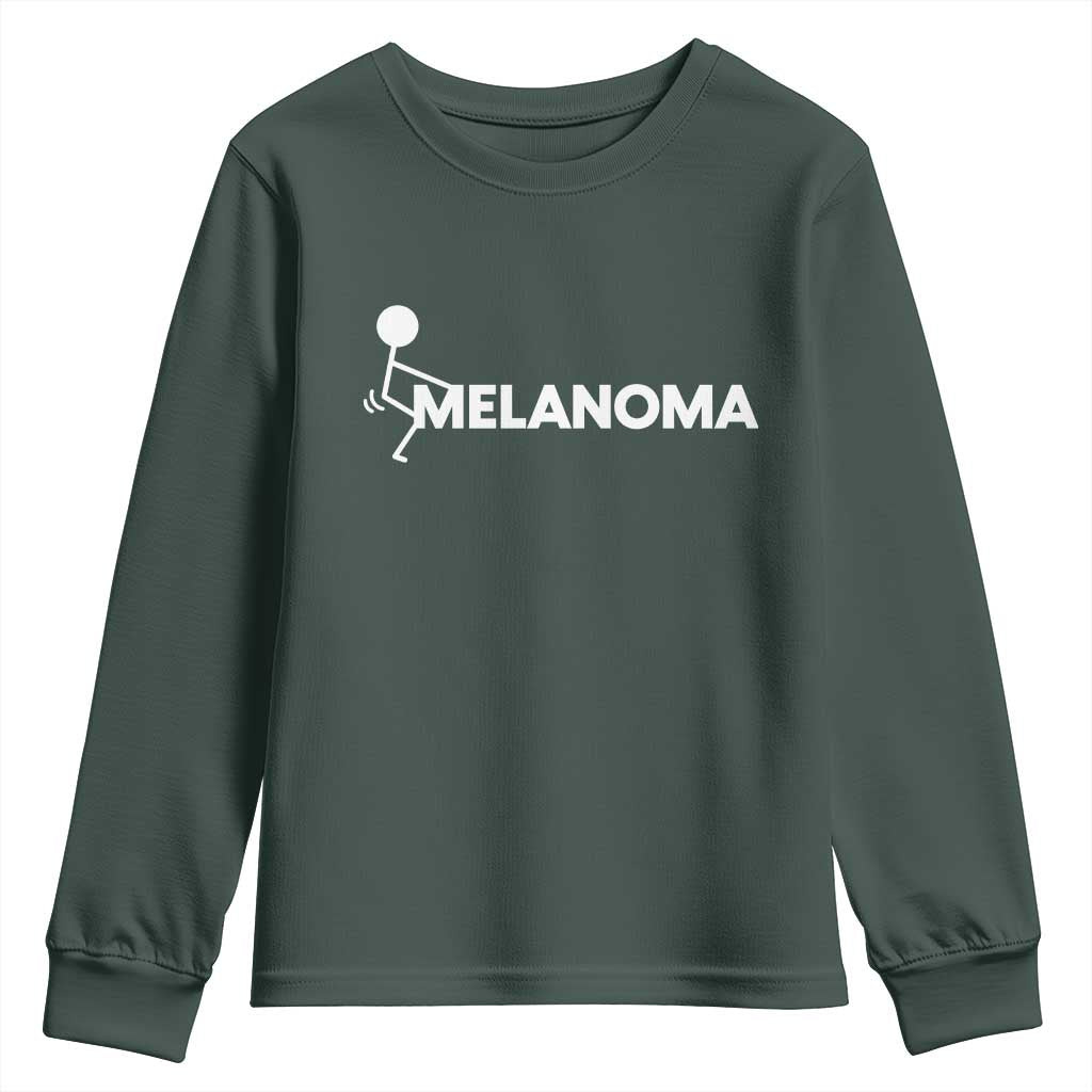 Fuck Melanoma Awareness Youth Sweatshirt Funny Stick Figure Warrior TS12 Dark Forest Green Print Your Wear