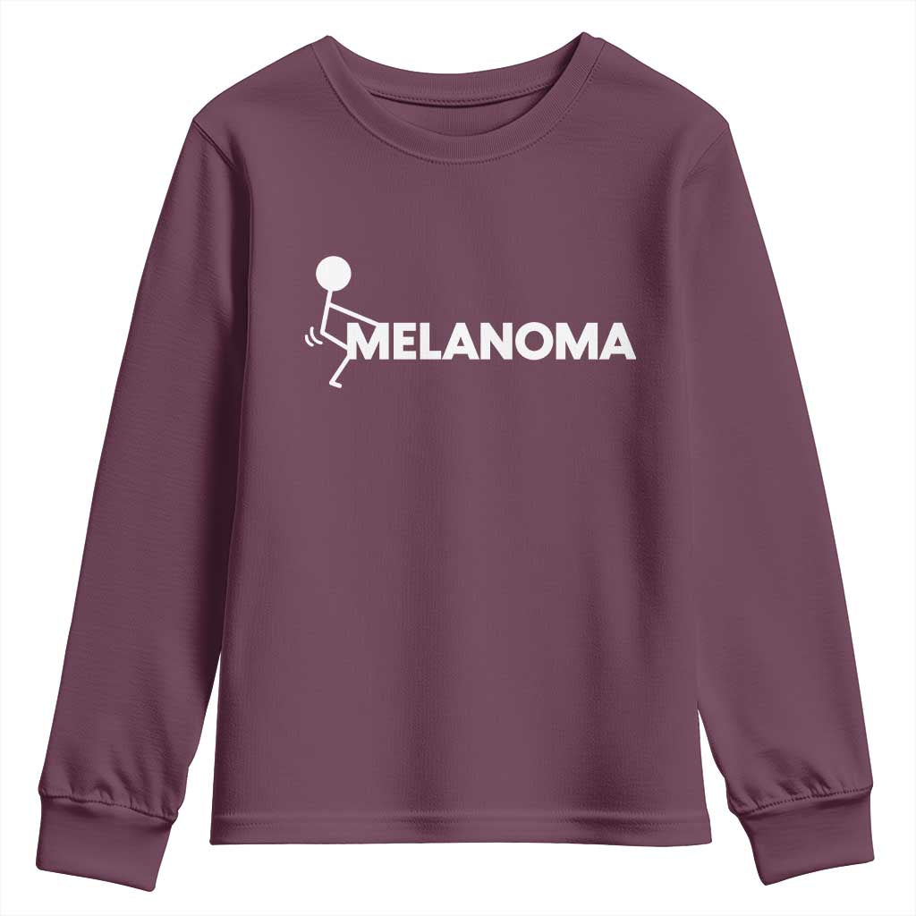 Fuck Melanoma Awareness Youth Sweatshirt Funny Stick Figure Warrior TS12 Maroon Print Your Wear