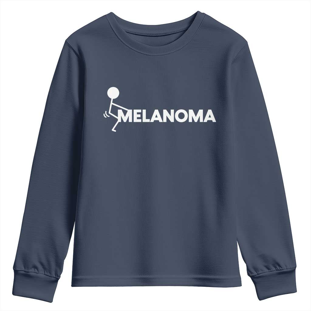 Fuck Melanoma Awareness Youth Sweatshirt Funny Stick Figure Warrior TS12 Navy Print Your Wear