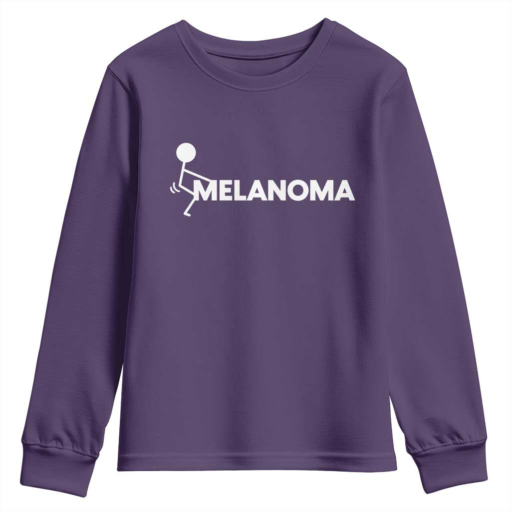 Fuck Melanoma Awareness Youth Sweatshirt Funny Stick Figure Warrior TS12 Purple Print Your Wear