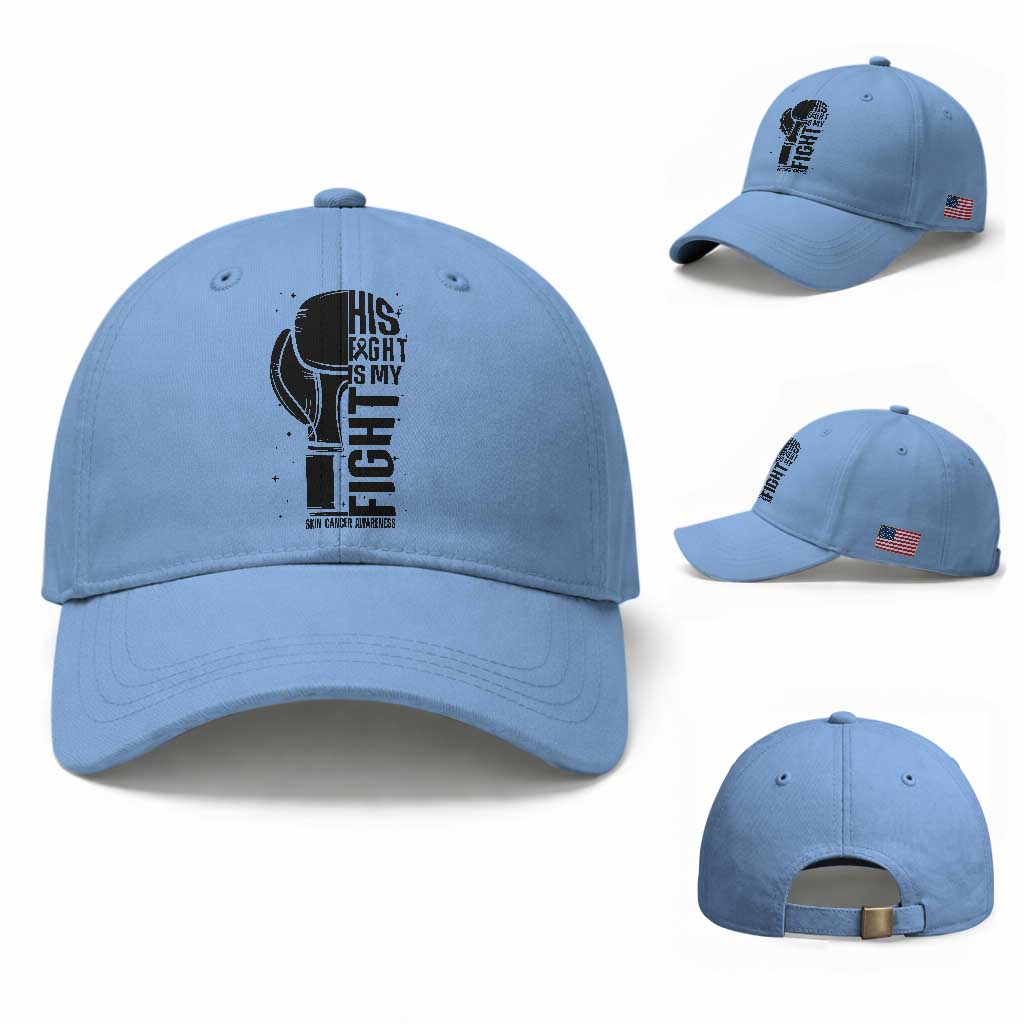 Skin Cancer Warrior Boxing Gift Baseball Cap His Fight My Fight TS12 Baseball Cap Universal Fit Light Blue Print Your Wear