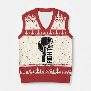 Skin Cancer Warrior Boxing Gift V-Neck Knit Sweater Vest His Fight My Fight TS12 Beige Red Print Your Wear