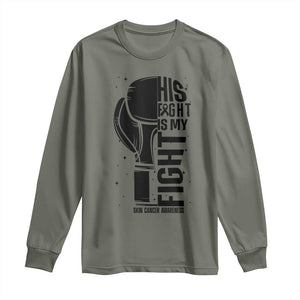 Skin Cancer Warrior Boxing Gift Long Sleeve Shirt His Fight My Fight TS12 Military Green Print Your Wear