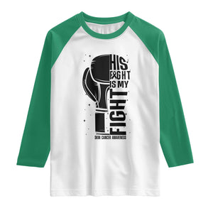 Skin Cancer Warrior Boxing Gift Raglan Shirt His Fight My Fight TS12 White Kelly Green Print Your Wear