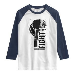 Skin Cancer Warrior Boxing Gift Raglan Shirt His Fight My Fight TS12 White Navy Print Your Wear