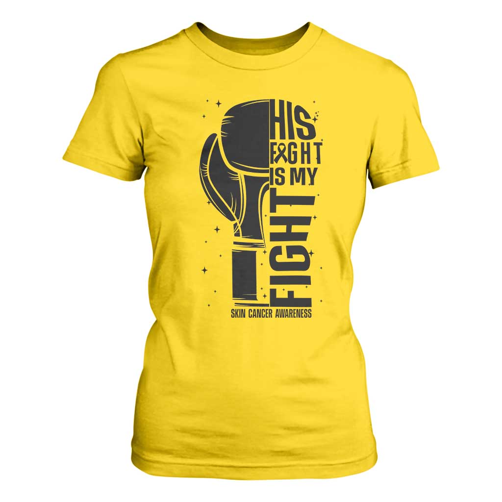 Skin Cancer Warrior Boxing Gift T Shirt For Women His Fight My Fight TS12 Daisy Print Your Wear