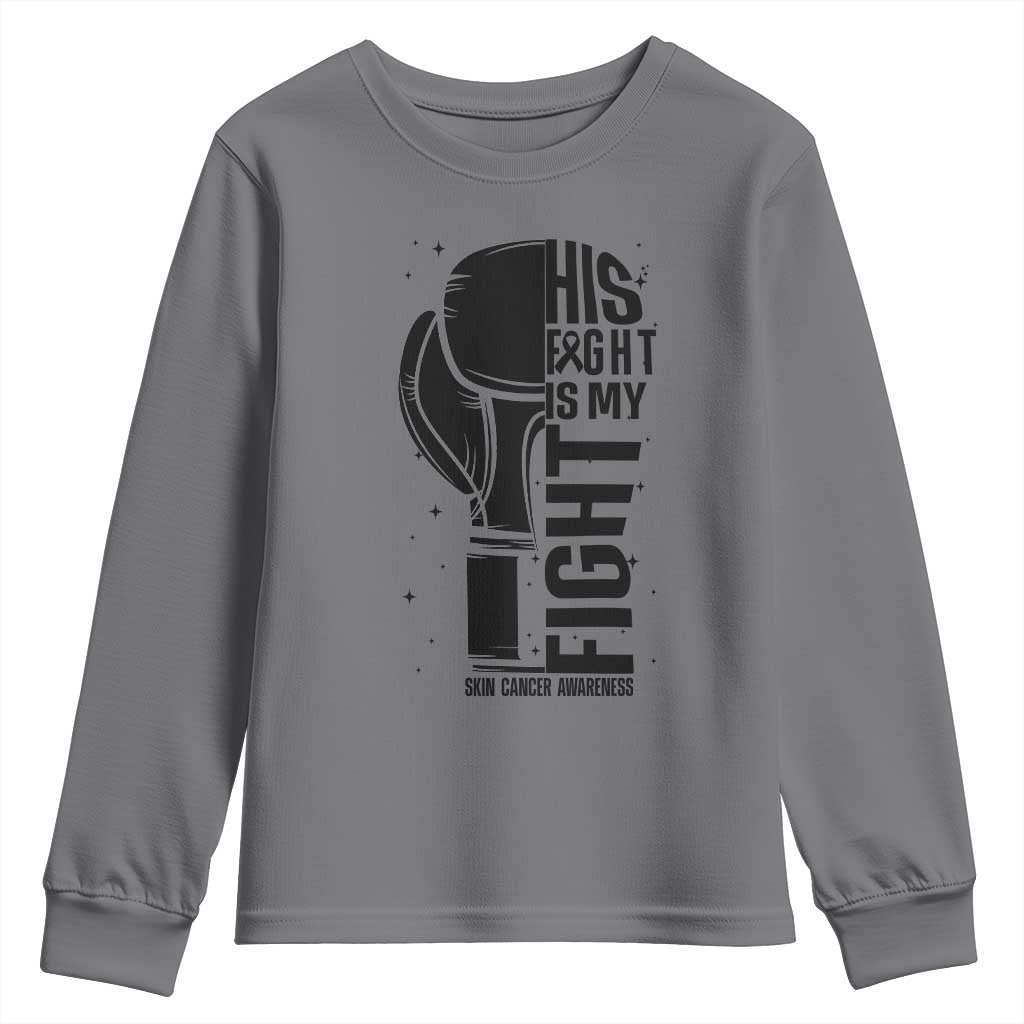 Skin Cancer Warrior Boxing Gift Youth Sweatshirt His Fight My Fight TS12 Charcoal Print Your Wear