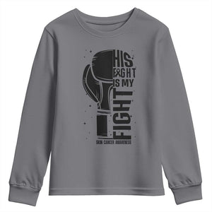 Skin Cancer Warrior Boxing Gift Youth Sweatshirt His Fight My Fight TS12 Charcoal Print Your Wear