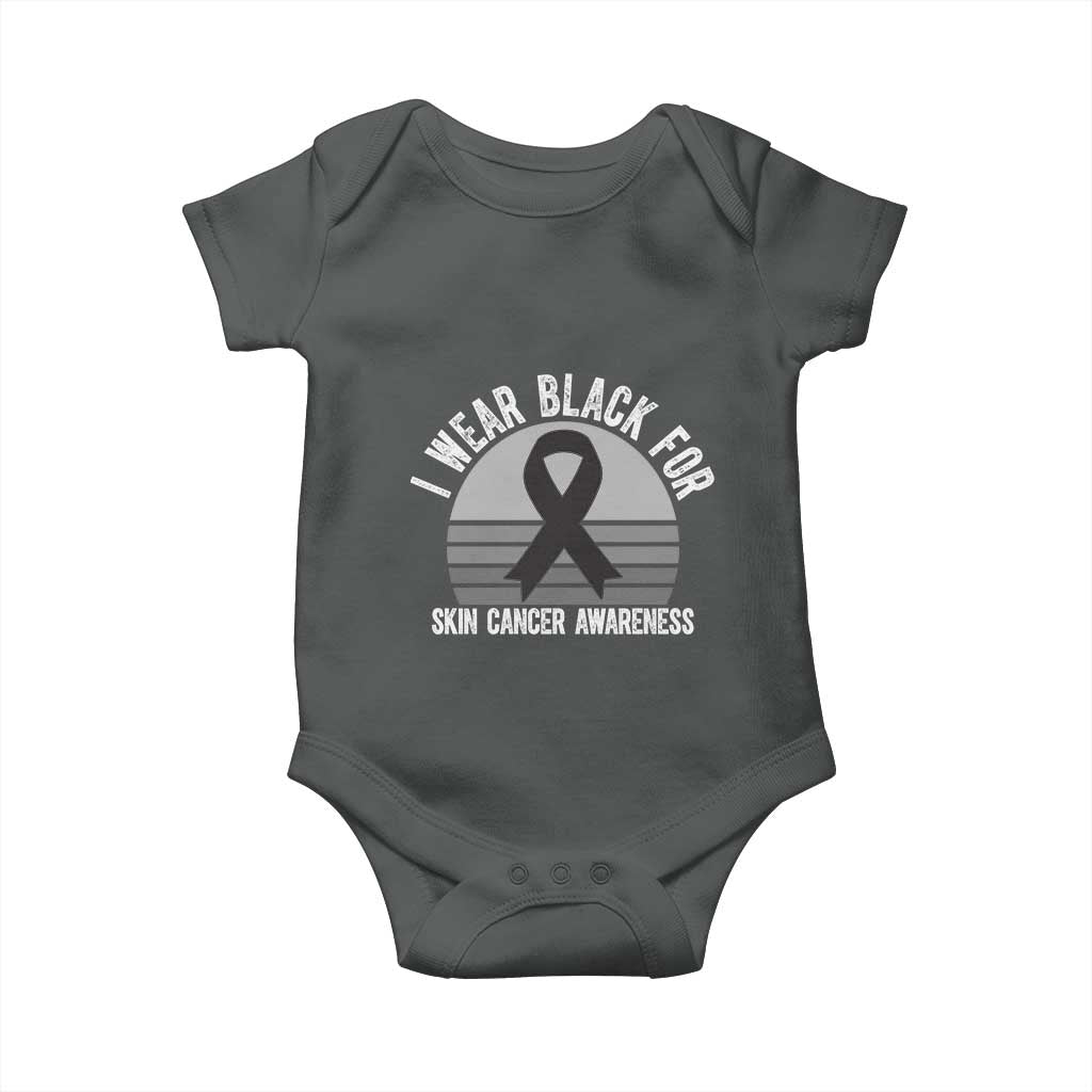 I Wear Black For Skin Cancer Awareness Baby Onesie Retro Vintage Sunset TS12 Dark Heather Print Your Wear