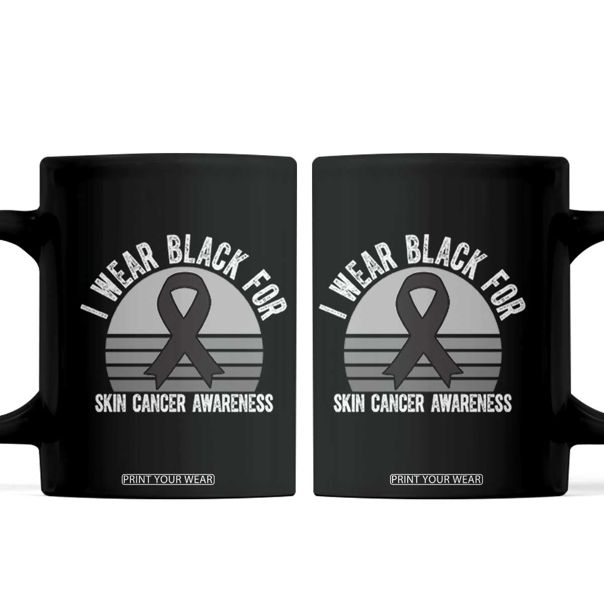 I Wear Black For Skin Cancer Awareness Coffee Mug Retro Vintage Sunset TS12 Black Print Your Wear