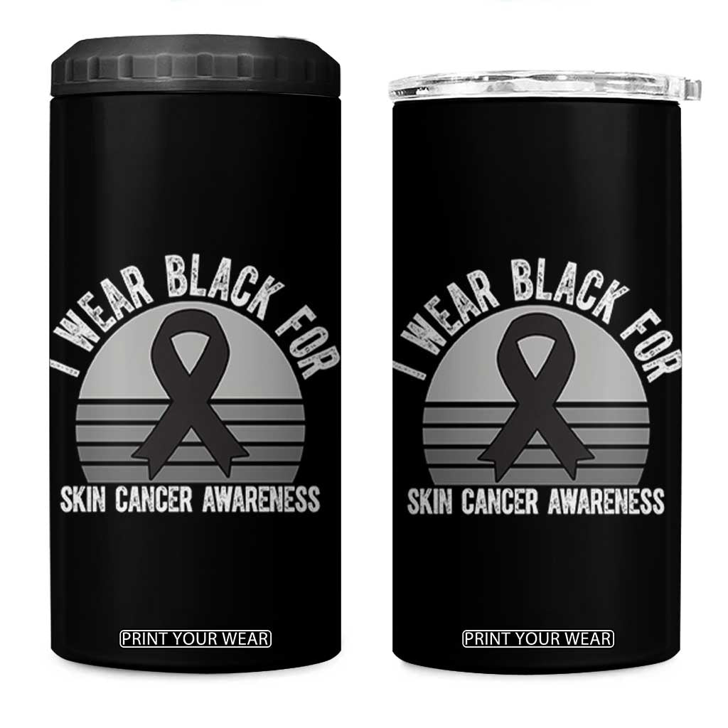 I Wear Black For Skin Cancer Awareness 4 in 1 Can Cooler Tumbler Retro Vintage Sunset TS12 One Size: 16 oz Black Print Your Wear