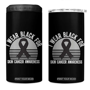 I Wear Black For Skin Cancer Awareness 4 in 1 Can Cooler Tumbler Retro Vintage Sunset TS12 One Size: 16 oz Black Print Your Wear
