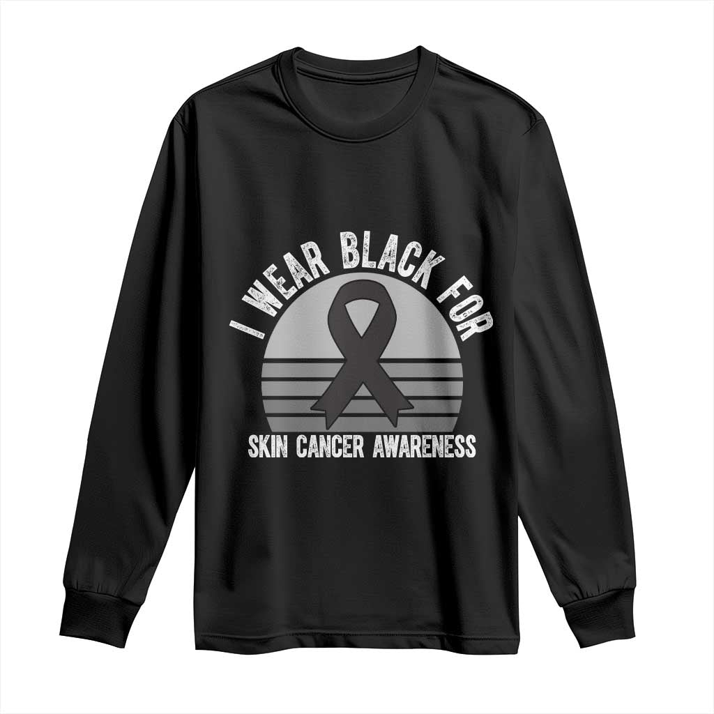 I Wear Black For Skin Cancer Awareness Long Sleeve Shirt Retro Vintage Sunset TS12 Black Print Your Wear
