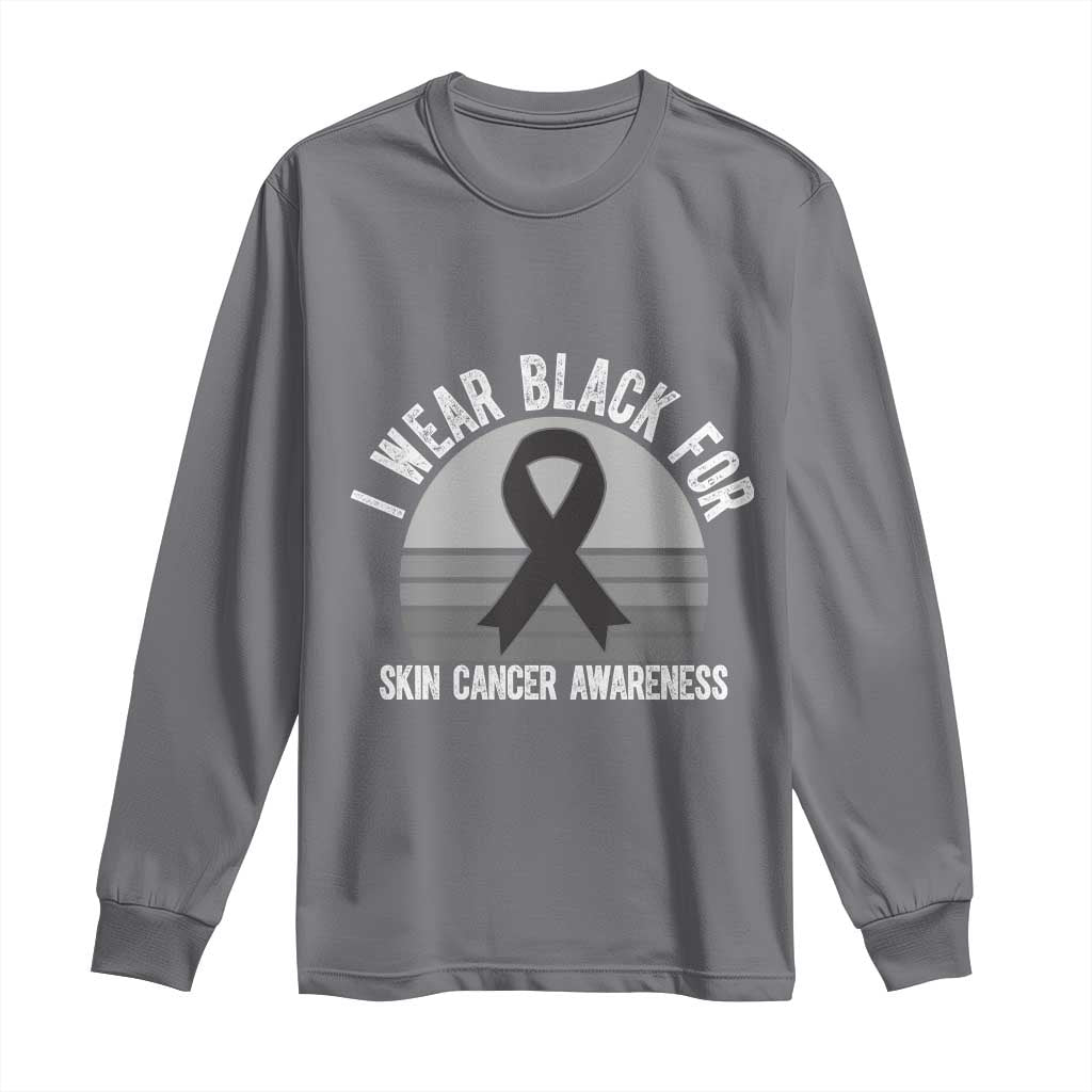 I Wear Black For Skin Cancer Awareness Long Sleeve Shirt Retro Vintage Sunset TS12 Charcoal Print Your Wear