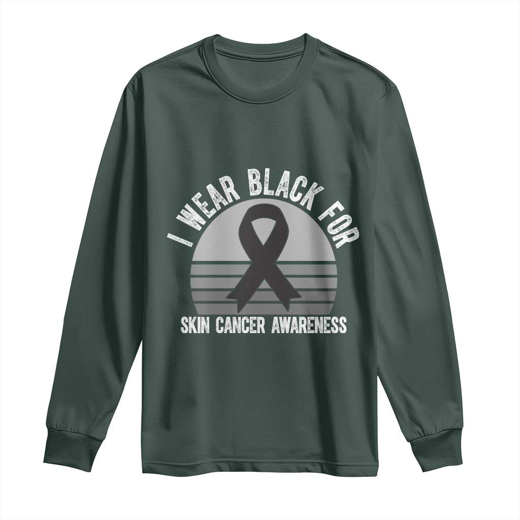 I Wear Black For Skin Cancer Awareness Long Sleeve Shirt Retro Vintage Sunset TS12 Dark Forest Green Print Your Wear