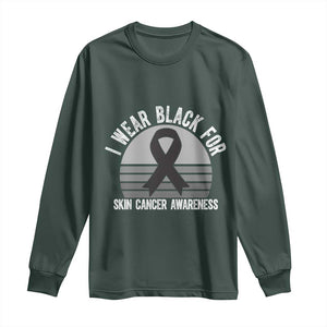 I Wear Black For Skin Cancer Awareness Long Sleeve Shirt Retro Vintage Sunset TS12 Dark Forest Green Print Your Wear