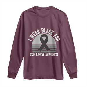 I Wear Black For Skin Cancer Awareness Long Sleeve Shirt Retro Vintage Sunset TS12 Maroon Print Your Wear