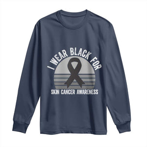 I Wear Black For Skin Cancer Awareness Long Sleeve Shirt Retro Vintage Sunset TS12 Navy Print Your Wear