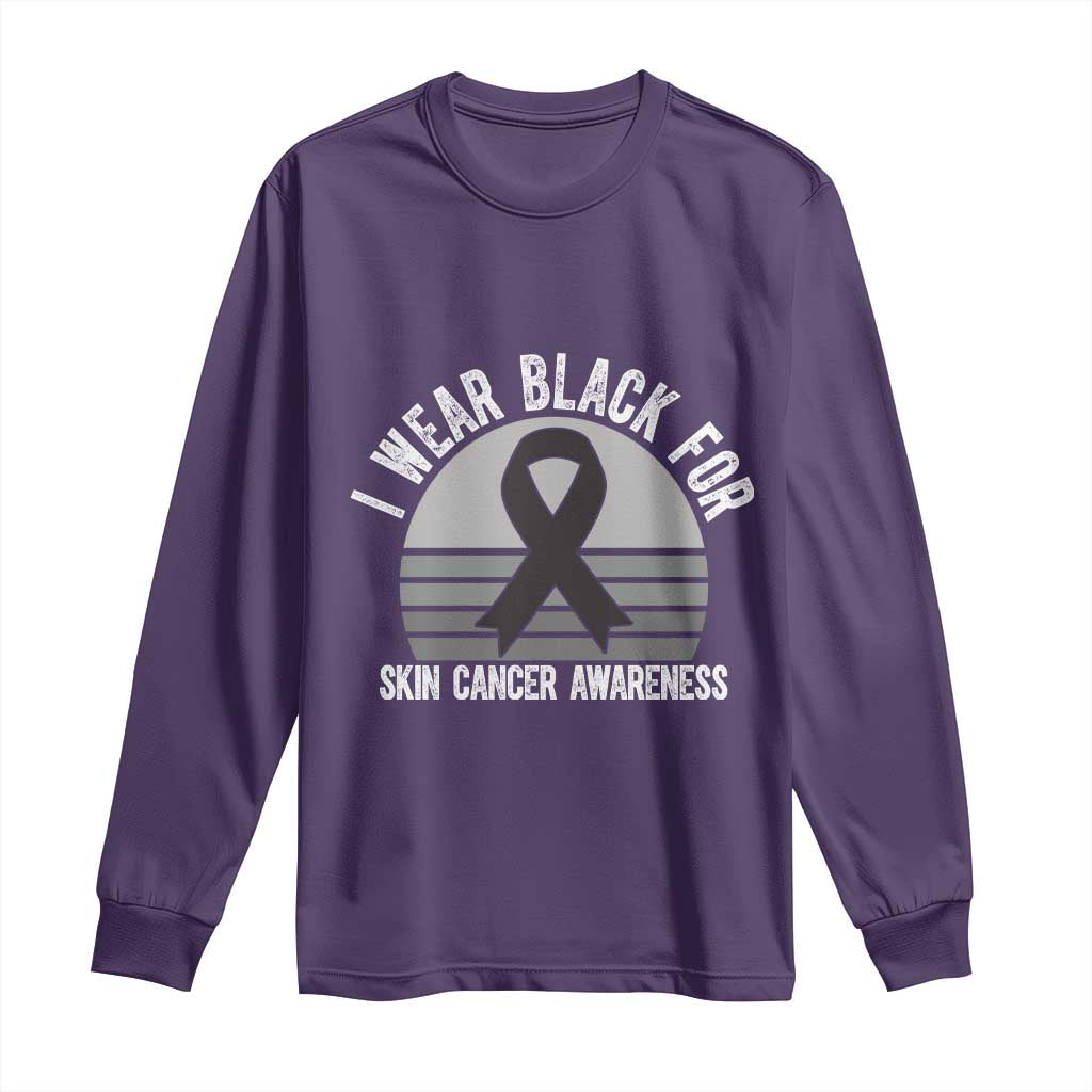 I Wear Black For Skin Cancer Awareness Long Sleeve Shirt Retro Vintage Sunset TS12 Purple Print Your Wear