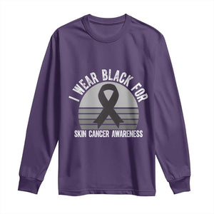 I Wear Black For Skin Cancer Awareness Long Sleeve Shirt Retro Vintage Sunset TS12 Purple Print Your Wear