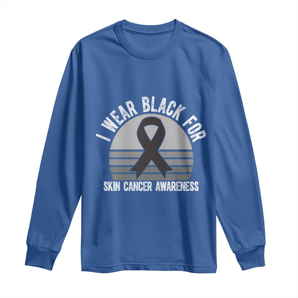 I Wear Black For Skin Cancer Awareness Long Sleeve Shirt Retro Vintage Sunset TS12 Royal Blue Print Your Wear