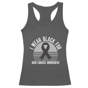 I Wear Black For Skin Cancer Awareness Racerback Tank Top Retro Vintage Sunset TS12 Dark Heather Print Your Wear