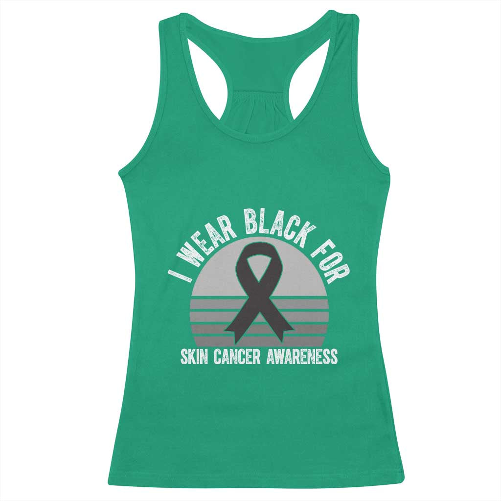 I Wear Black For Skin Cancer Awareness Racerback Tank Top Retro Vintage Sunset TS12 Irish Green Print Your Wear