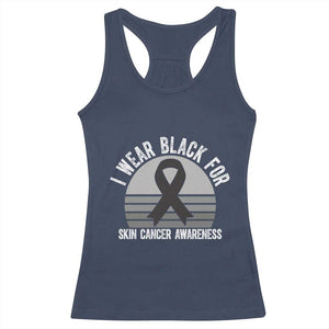 I Wear Black For Skin Cancer Awareness Racerback Tank Top Retro Vintage Sunset TS12 Navy Print Your Wear