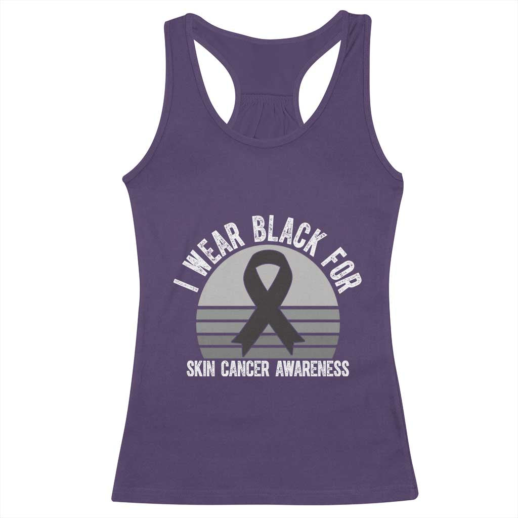 I Wear Black For Skin Cancer Awareness Racerback Tank Top Retro Vintage Sunset TS12 Purple Print Your Wear