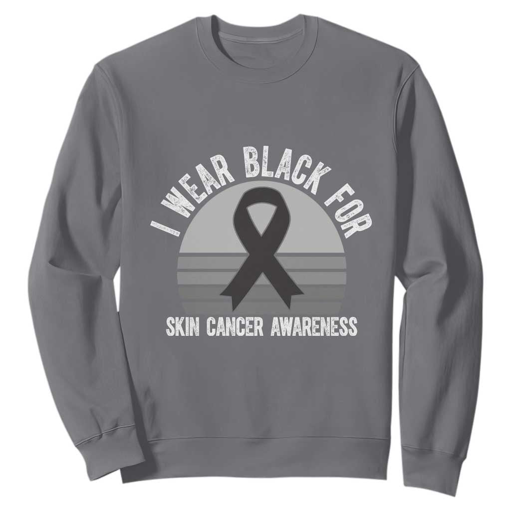 I Wear Black For Skin Cancer Awareness Sweatshirt Retro Vintage Sunset TS12 Charcoal Print Your Wear