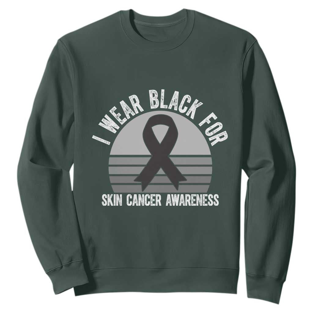 I Wear Black For Skin Cancer Awareness Sweatshirt Retro Vintage Sunset TS12 Dark Forest Green Print Your Wear