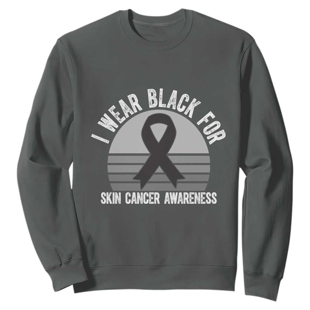 I Wear Black For Skin Cancer Awareness Sweatshirt Retro Vintage Sunset TS12 Dark Heather Print Your Wear