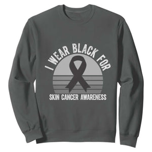 I Wear Black For Skin Cancer Awareness Sweatshirt Retro Vintage Sunset TS12 Dark Heather Print Your Wear