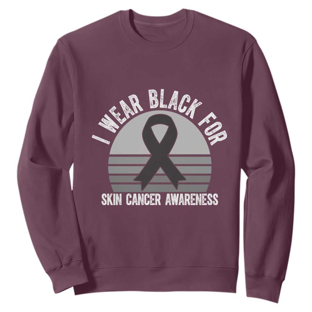 I Wear Black For Skin Cancer Awareness Sweatshirt Retro Vintage Sunset TS12 Maroon Print Your Wear