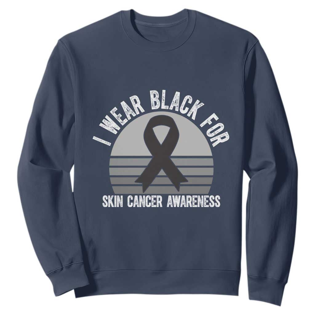 I Wear Black For Skin Cancer Awareness Sweatshirt Retro Vintage Sunset TS12 Navy Print Your Wear