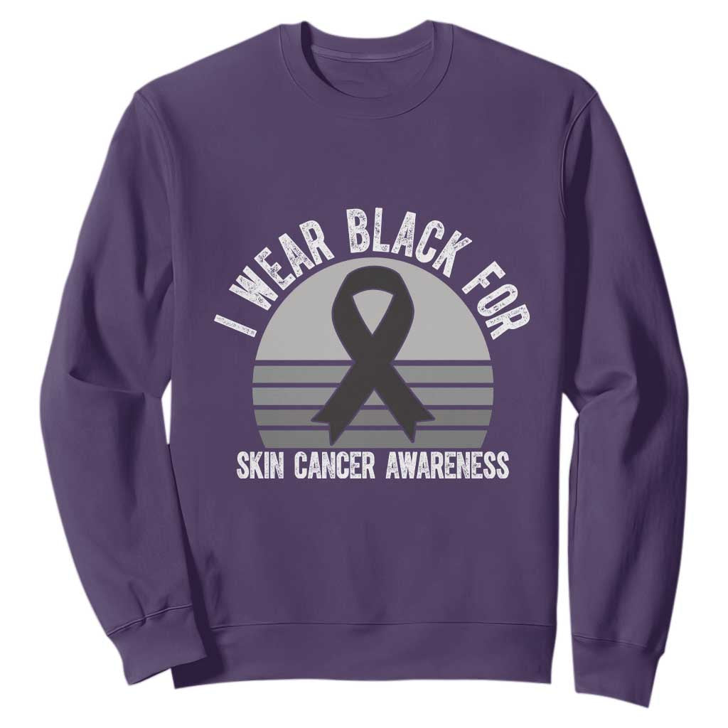 I Wear Black For Skin Cancer Awareness Sweatshirt Retro Vintage Sunset TS12 Purple Print Your Wear