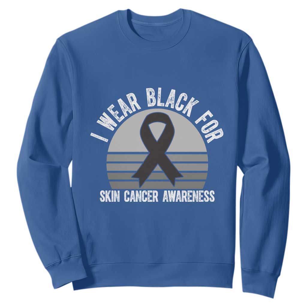 I Wear Black For Skin Cancer Awareness Sweatshirt Retro Vintage Sunset TS12 Royal Blue Print Your Wear