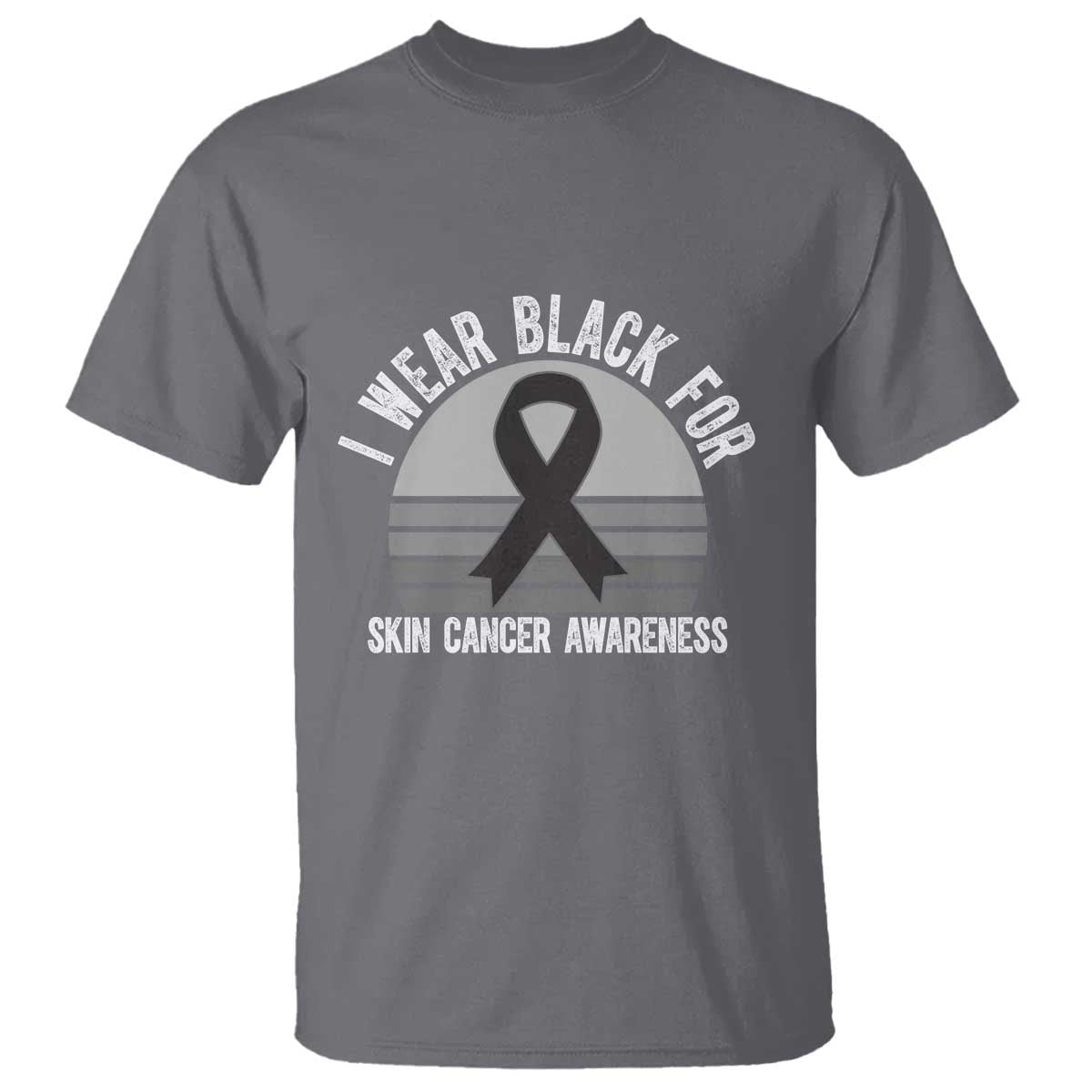 I Wear Black For Skin Cancer Awareness T Shirt Retro Vintage Sunset TS12 Charcoal Print Your Wear
