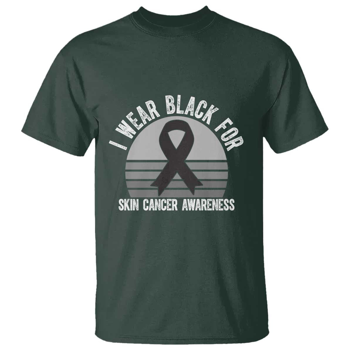I Wear Black For Skin Cancer Awareness T Shirt Retro Vintage Sunset TS12 Dark Forest Green Print Your Wear