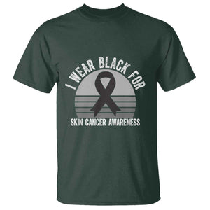 I Wear Black For Skin Cancer Awareness T Shirt Retro Vintage Sunset TS12 Dark Forest Green Print Your Wear