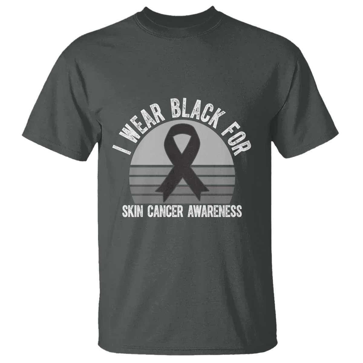 I Wear Black For Skin Cancer Awareness T Shirt Retro Vintage Sunset TS12 Dark Heather Print Your Wear